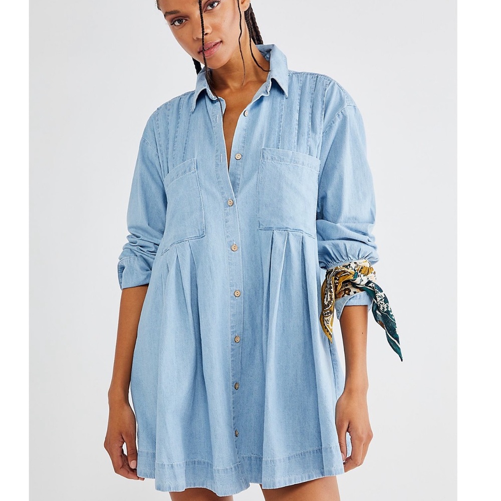 SOLD 📣NWT Free people denim mini dress size S can fit M too